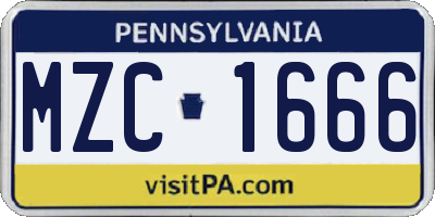PA license plate MZC1666