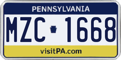 PA license plate MZC1668