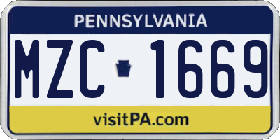 PA license plate MZC1669