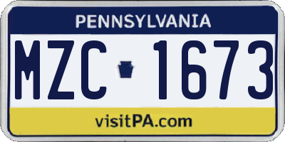 PA license plate MZC1673