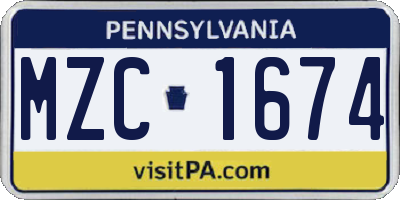 PA license plate MZC1674
