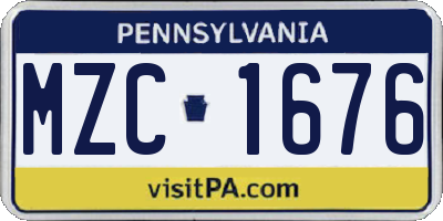 PA license plate MZC1676