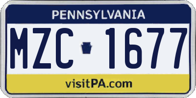 PA license plate MZC1677