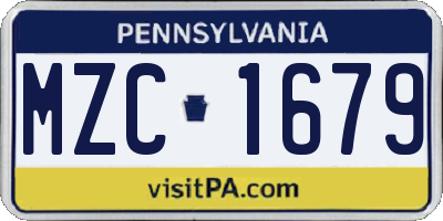 PA license plate MZC1679