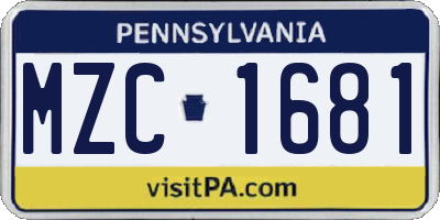 PA license plate MZC1681