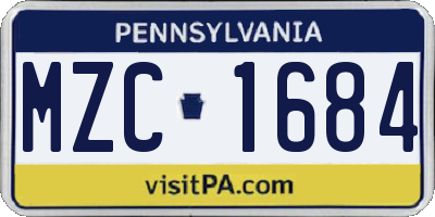 PA license plate MZC1684