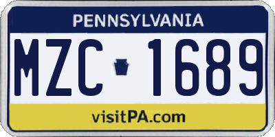 PA license plate MZC1689