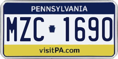 PA license plate MZC1690