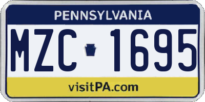 PA license plate MZC1695