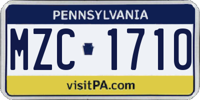 PA license plate MZC1710