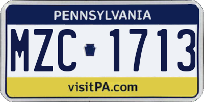PA license plate MZC1713