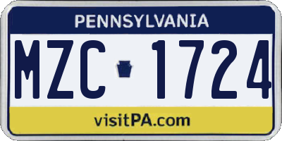 PA license plate MZC1724