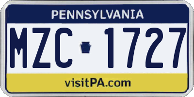 PA license plate MZC1727