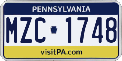 PA license plate MZC1748
