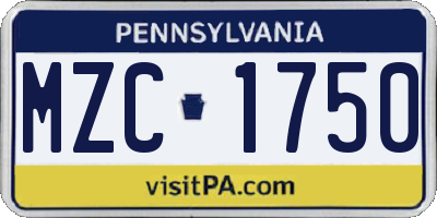 PA license plate MZC1750