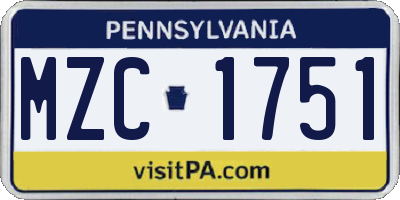 PA license plate MZC1751