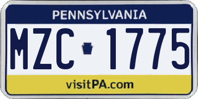 PA license plate MZC1775