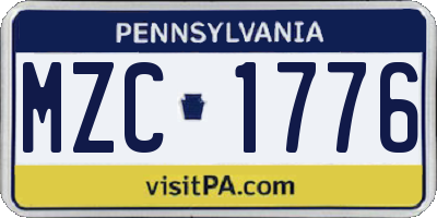 PA license plate MZC1776