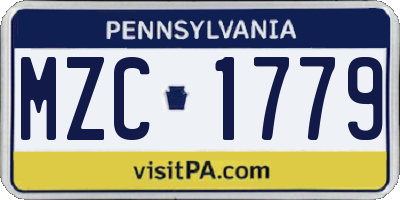 PA license plate MZC1779