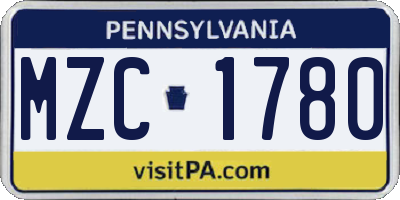 PA license plate MZC1780
