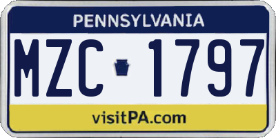 PA license plate MZC1797