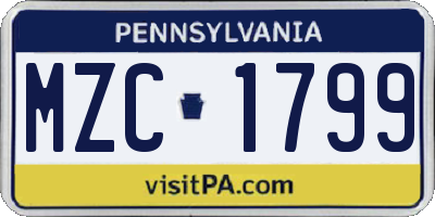 PA license plate MZC1799