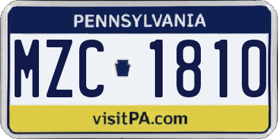 PA license plate MZC1810