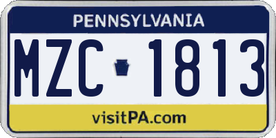 PA license plate MZC1813