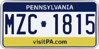 PA license plate MZC1815