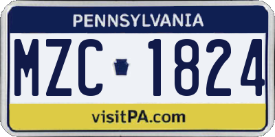 PA license plate MZC1824