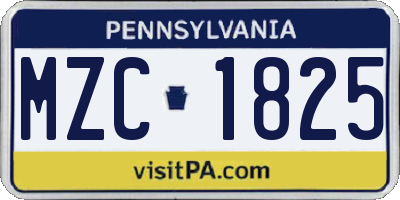 PA license plate MZC1825