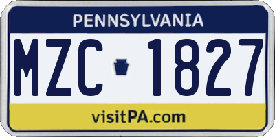 PA license plate MZC1827
