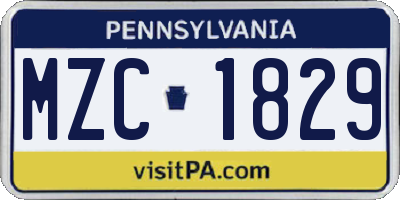 PA license plate MZC1829