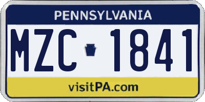 PA license plate MZC1841