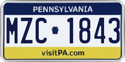 PA license plate MZC1843