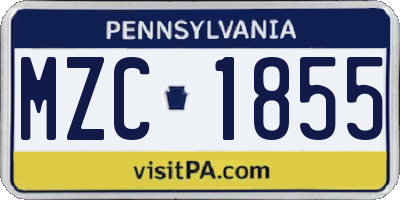 PA license plate MZC1855