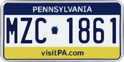PA license plate MZC1861