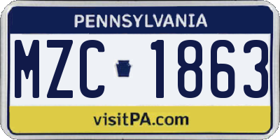 PA license plate MZC1863
