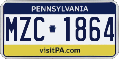 PA license plate MZC1864