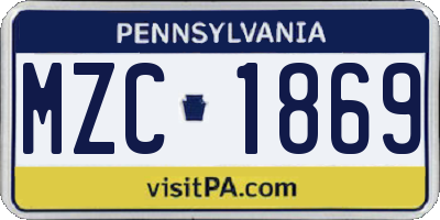 PA license plate MZC1869