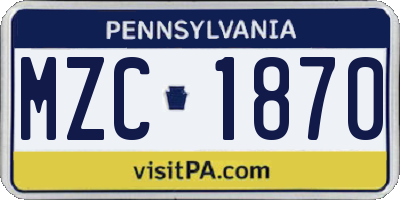 PA license plate MZC1870