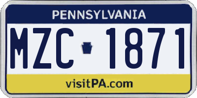 PA license plate MZC1871