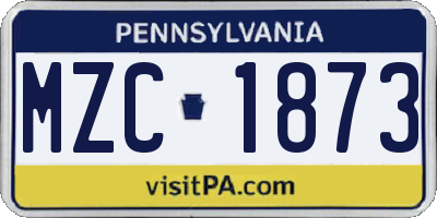 PA license plate MZC1873