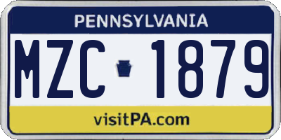 PA license plate MZC1879
