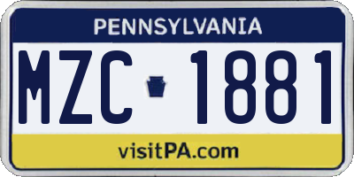 PA license plate MZC1881