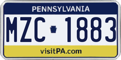 PA license plate MZC1883