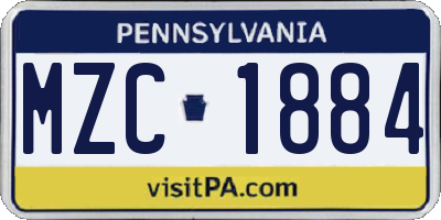 PA license plate MZC1884