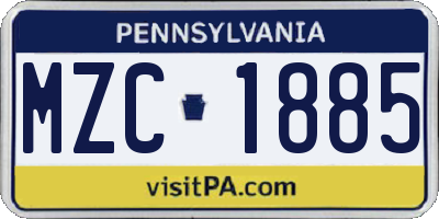 PA license plate MZC1885