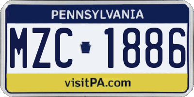 PA license plate MZC1886
