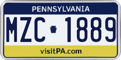 PA license plate MZC1889